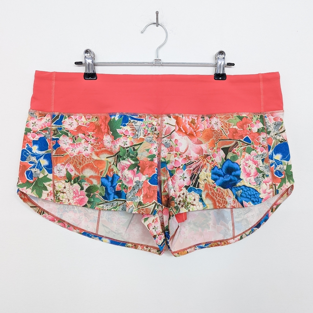 RARE Lululemon Seawheeze Speed Up Short Coral Floral Cherry Blossom